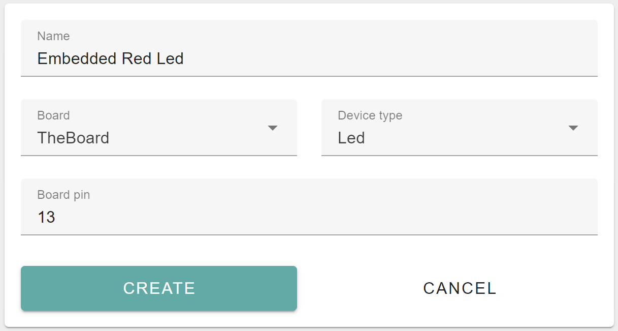 Create new Device form