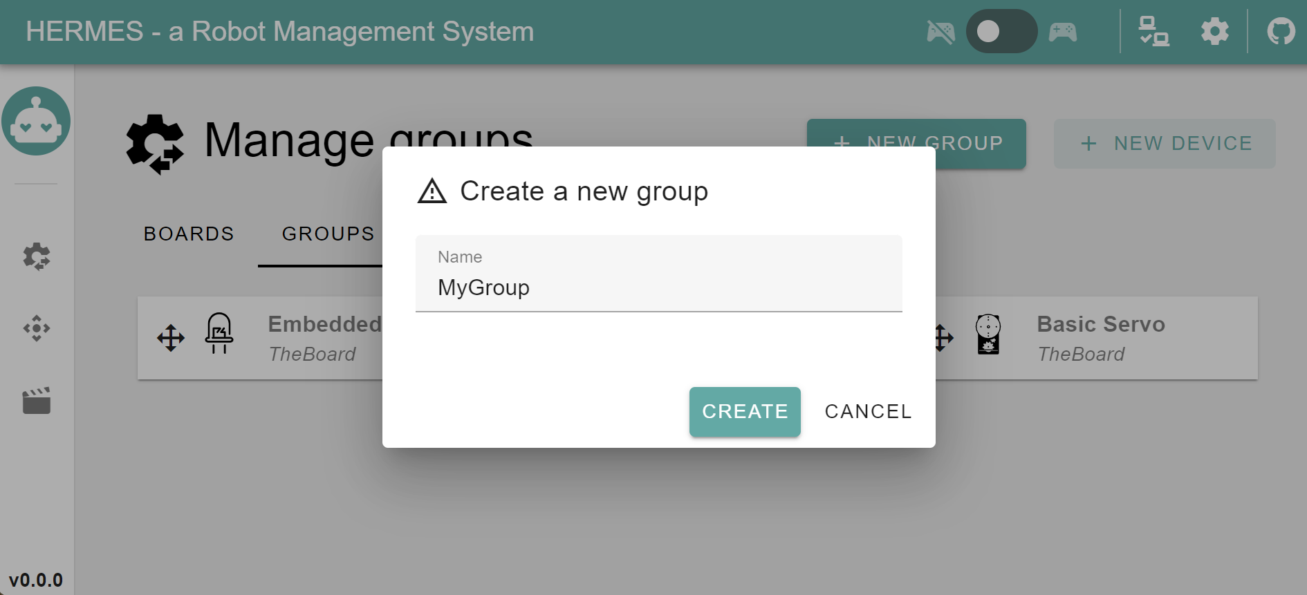 Create new Group form