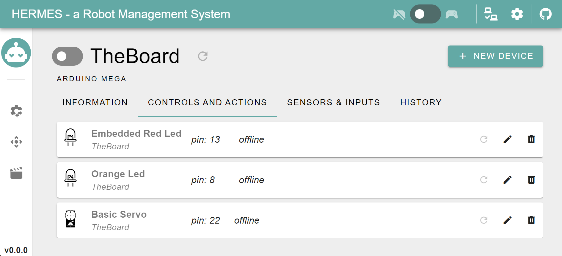 Example of three different devices configured